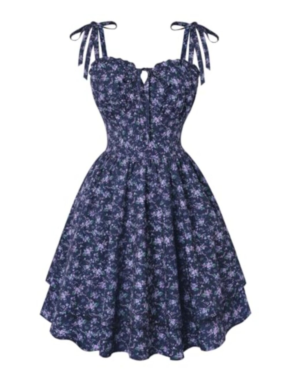 Women's Floral Corset Mini Sundress with Sweetheart Neckline Smocked Back
